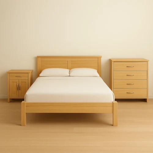 Dormitorio (cama + 2 mesas de luz + cómoda)